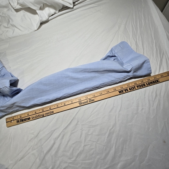 Paul Fredrick Men's 15-33 Trim Fit 💯 Light Blue Button-Down Shirt - Picture 7 of 8